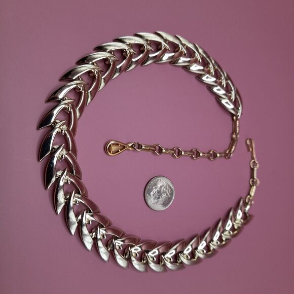 Coro Smooth Chain Linked Necklace Vintage Choker Gold Tone 16” - Picture 11 of 12